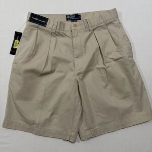 VTG Y2K NWT Polo Ralph Lauren Tyler Short Mens 33 Tan Khaki Pleated Chino Shorts